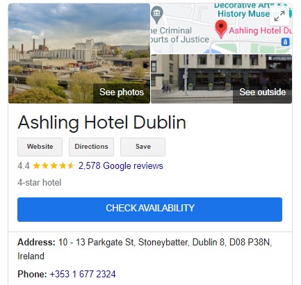 hotel google listing